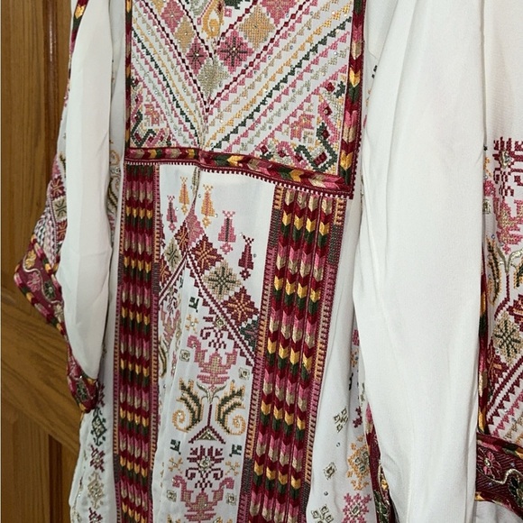 Thobe Size 6 -US SZ 18-20-22-24 White Red Embroidery Beaded Middle Eastern Dress - Picture 7 of 12